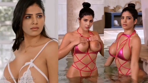 Samantha Ruth Prabhu big boobs nude swimming pool deepfake