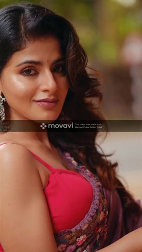 Iswarya Menon sexy tight blouse boobs actress transparent saree