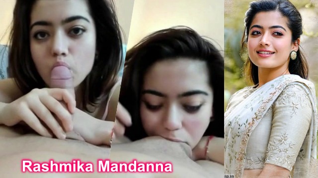 Rashmika Mandanna sucking small cock on couch fake
