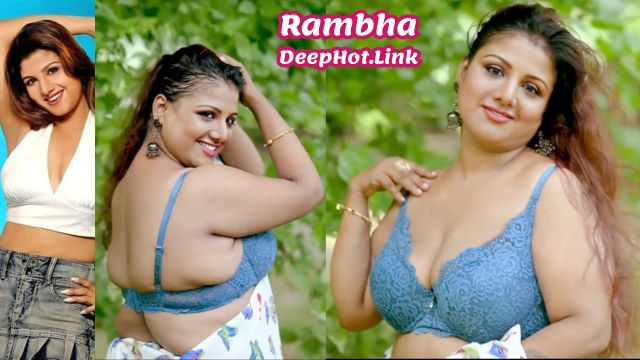 Rambha big melon bra cleavage hot Saree Deepfake